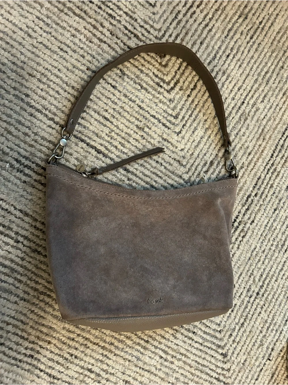 The Sak Jasmine Small Hobo Shoulder Bag - Leather Gray Taupe